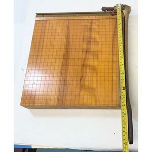 Vintage INGENTO No 4 Paper Cutter 12” Wood w/ Cast Iron Handle Made In USA